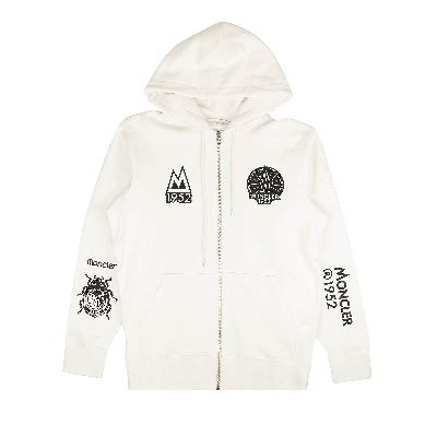 Pre-owned Moncler Zip Up 1952 Logo Hoodie Sweatshirt 'white'