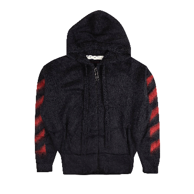 Pre-owned Off-white Brushed Mohair Zipo Hoodie 'navy'