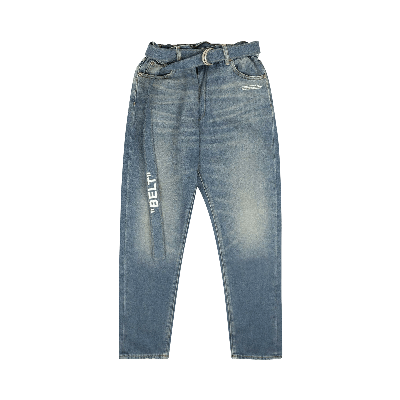 Pre-owned Off-white Belted Low Crotch Jeans 'blue'