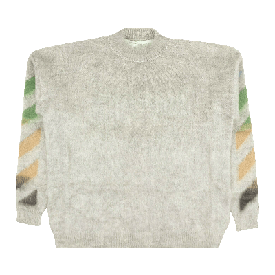 Pre-owned Off-white Diag Brushed Mohair Sweater 'grey'