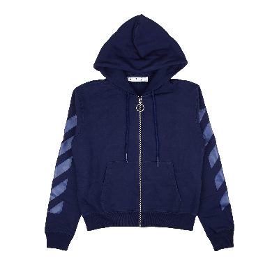 Pre-owned Off-white Rubber Arrow Slim Zip Hoodie 'blue'