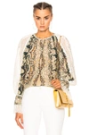 ETRO PRINTED VOLUMINOUS BLOUSE IN FLORAL, GREEN.,16401 4321