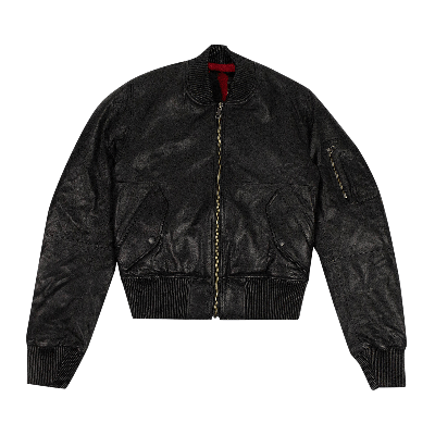 Pre-owned Vlone Leather Bomber 'black/red'
