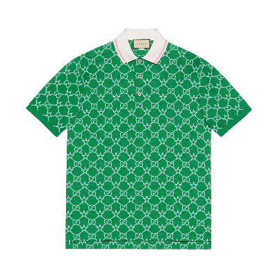 Pre-owned Gucci Stretch Cotton Polo 'green/blue'