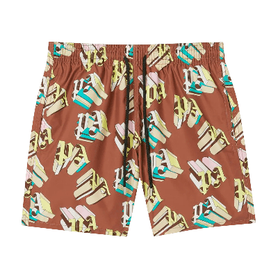 Pre-owned Palm Angels X Vilebrequin Monogram Swimwear 'brown/yellow'