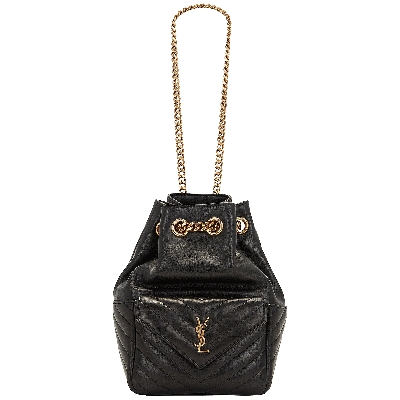 Pre-owned Saint Laurent Joe Chevron Bucket Bag 'black'