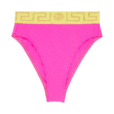 Pre-owned Versace Swim Slip 'fuxia/giallo' In Pink