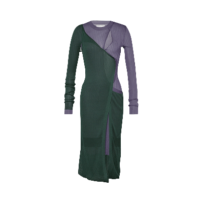 Pre-owned Bottega Veneta Two-toned Draped Ribbed Dress 'multicolor' In Multi-color