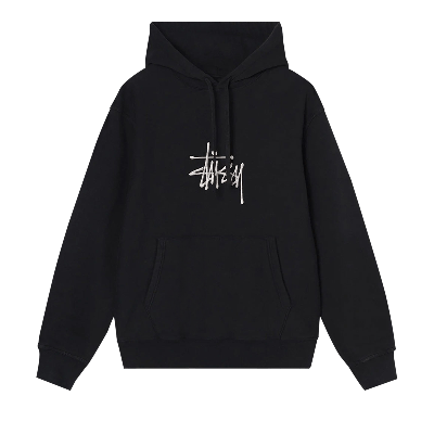 Pre-owned Stussy Basic Applique Hoodie 'black'