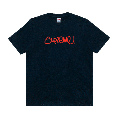 Pre-owned Supreme Handstyle Tee 'navy' In Blue