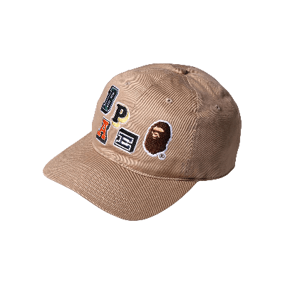 Pre-owned Bape Multi Fonts Patch Panel Cap 'beige' In Cream