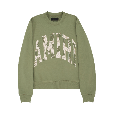 Pre-owned Amiri Collegiate Logo Crew 'military Green'