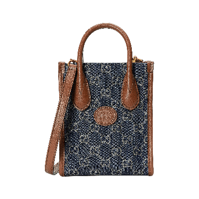 Pre-owned Gucci Mini Tote Bag With Interlocking G 'blue/ivory'