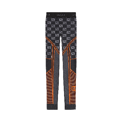 Pre-owned Gucci Gg Jersey Jacquard Leggings 'black/orange'