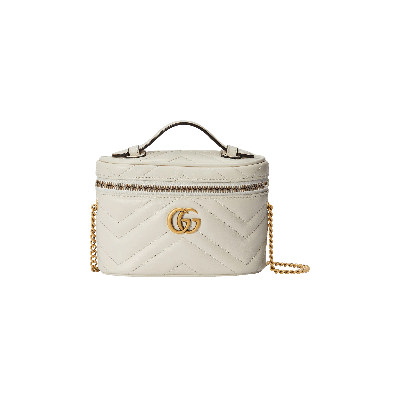 Pre-owned Gucci Gg Marmont Mini Top Handle Bag 'mystic White'