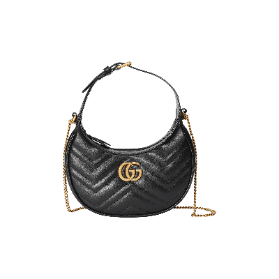 Pre-owned Gucci Gg Marmont Half-moon-shaped Mini Bag 'nero' In Black