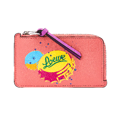 Pre-owned Loewe Bottle Caps Coin Cardholder 'coral Pink/bright Purple'
