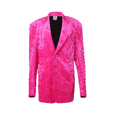 Pre-owned Vetements Boxy Single Breasted Velvet Tailored Jacket 'pink'