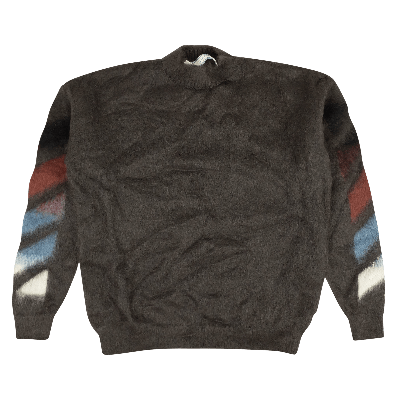 Pre-owned Off-white Diag Brush Mohair Crewneck 'grey'