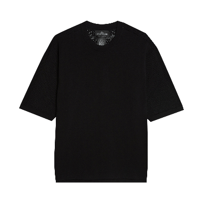 Pre-owned Stone Island Shadow Project Japanese Aran Short-sleeve Knit T-shirt 'black'