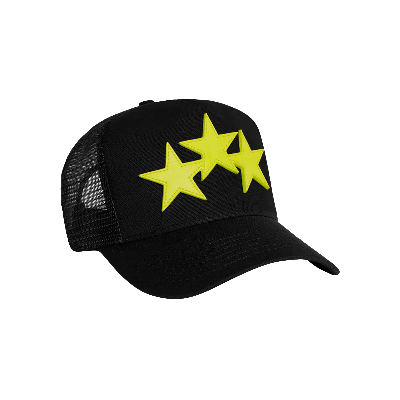 Pre-owned Amiri Three Star Trucker Hat 'black/lime'