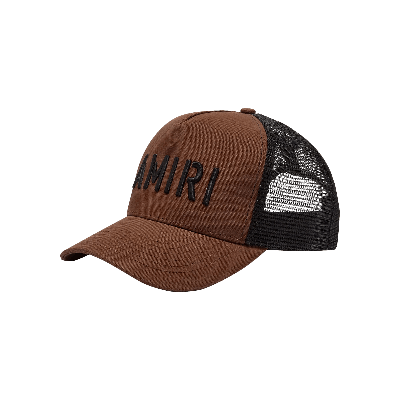 Pre-owned Amiri Arts Stencil Trucker Hat 'shitake' In Brown