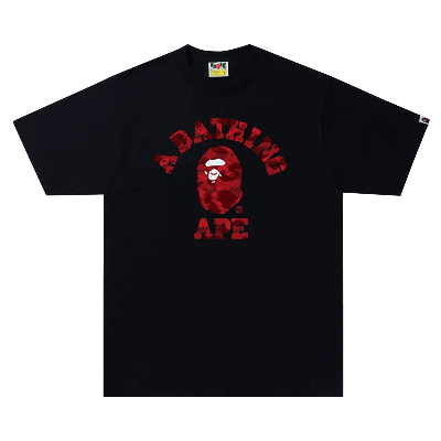 Pre-owned Bape Color Camo A College Tee 'black/red'
