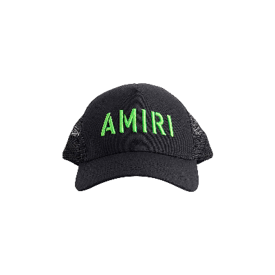 Pre-owned Amiri Stencil Trucker Hat 'black/lime'