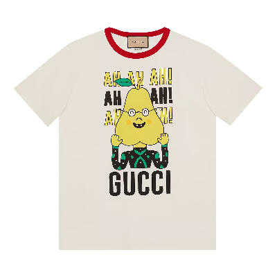 Pre-owned Gucci Pear Print Cotton T-shirt 'off White' In Multi-color