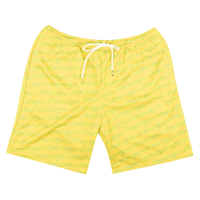 Pre-owned Psychworld Repeated Logo Shorts 'yellow/teal'