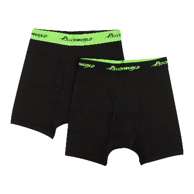 Pre-owned Psychworld Logo Band Boxer Shorts (2 Pack) 'black/green'