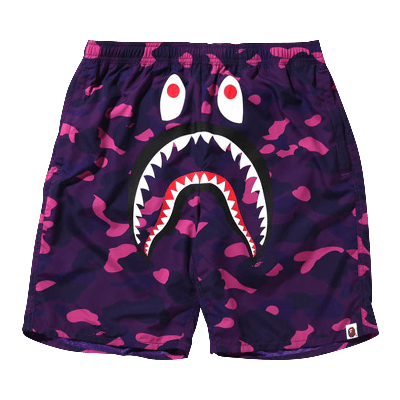 Pre-owned Bape Color Camo Shark Beach Shorts 'purple'