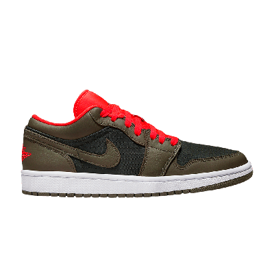 Pre-owned Air Jordan Wmns  1 Low Se 'black Olive Bright Crimson'