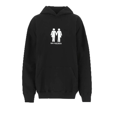 Pre-owned Balenciaga Boxy Hoodie 'black/white'