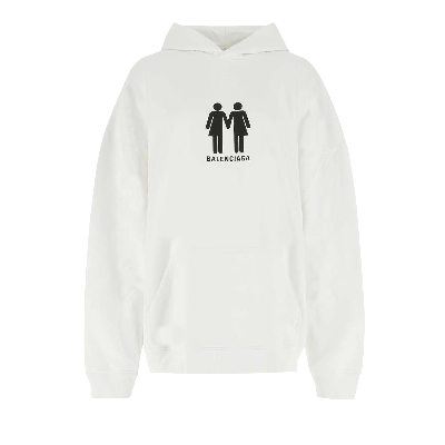 Pre-owned Balenciaga Boxy Hoodie 'white/black'