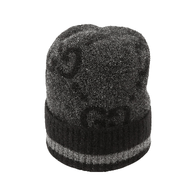 Pre-owned Gucci Gg Knit Cashmere Hat 'grey/black'