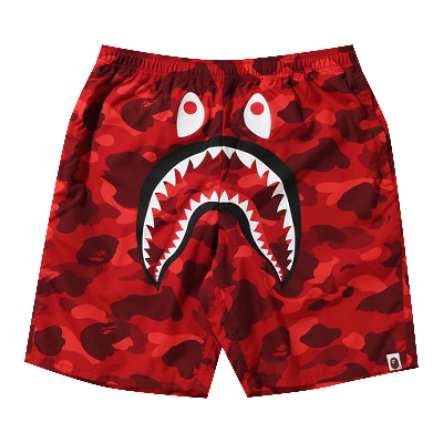 Pre-owned Bape Color Camo Shark Beach Shorts 'red'