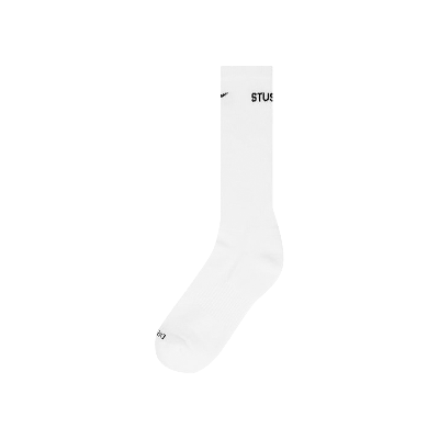 Pre-owned Stussy Nike X  Dri Fit Crew Socks 'white'
