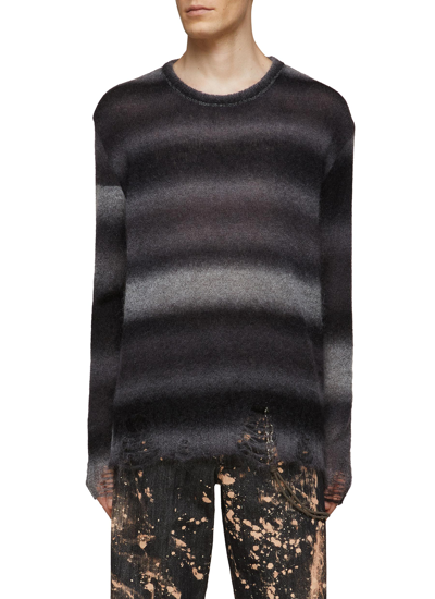 Song For The Mute Oversize Distressed Detail Mohair Knit Sweater In Black