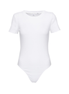 Good American Crewneck Ribbed Knit T-shirt Bodysuit In White