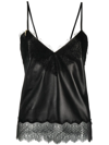 ROBERTO CAVALLI LACE-TRIM LEATHER VEST TOP