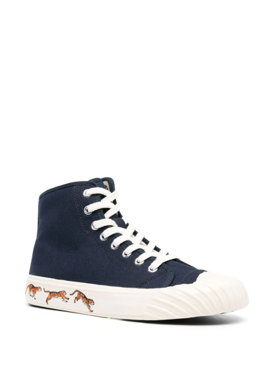 KENZO TIGER-PRINT HIGH-TOP SNEAKERS