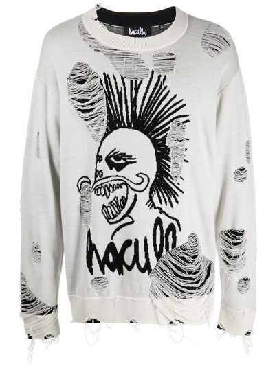 Haculla Logo-knit Distressed Jumper In Black