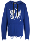 HACULLA LOGO-PRINT DISTRESSED KNITTED HOODIE