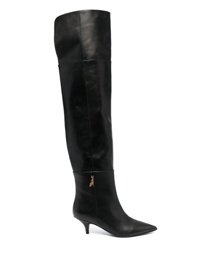 Patrizia Pepe 50mm Thigh-length Leather Boots In Black