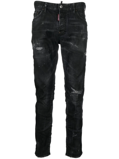 Dsquared2 Slim-fit Distressed Jeans In Black