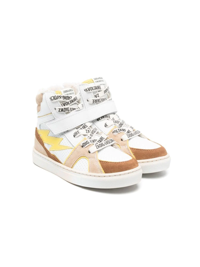 Zadig & Voltaire Kids' Logo-lace Hi-top Sneakers In White