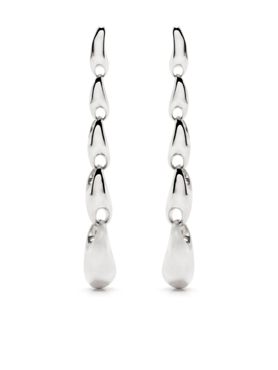 Georg Jensen Sterling Silver Reflect Polished Link Long Drop Earrings