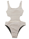 Amir Slama Cut-out Textured One-piece In Neutrals