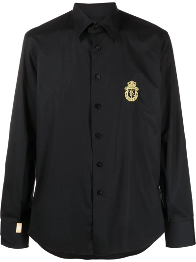 Billionaire Silver Cut Long-sleeved Shirt In Black